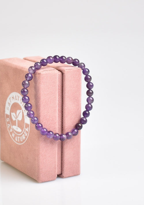 Sertifikalı Ametist Doğal Taş Bileklik 6 mm