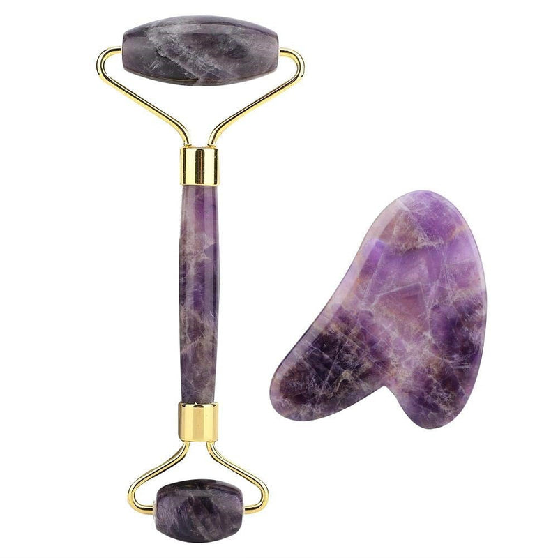 Sertifikalı Ametist Doğal Taş Gua Sha & Roller Masaj Seti - Görsel 1 - Safnaturel