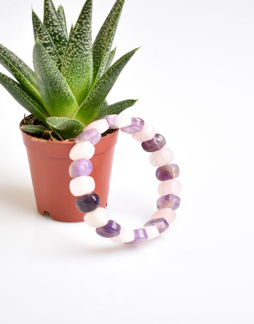 Sertifikalı Ametist – Pembe Kuvars Doğal Taş Bileklik – Özel Rolex Kesim