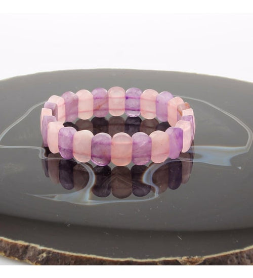 Sertifikalı Ametist – Pembe Kuvars Doğal Taş Bileklik – Özel Rolex Kesim