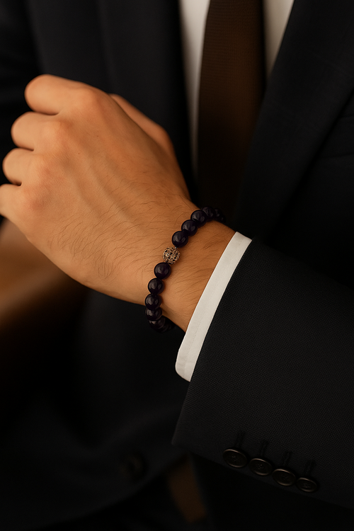 Sertifikalı Ametist Zirkon Aparatlı Doğal Taş 8 mm Bileklik