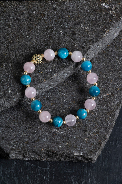 Sertifikalı Apatit, Pembe Kuvars ve Hematit Bileklik