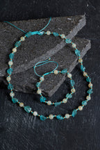 Sertifikalı Apatit, Sitrin Naturel Doğal Taş Makrome Set