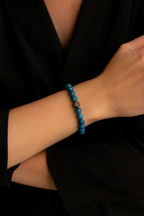 Sertifikalı Apatit Zirkon Aparatlı Doğal Taş 8 mm Bileklik