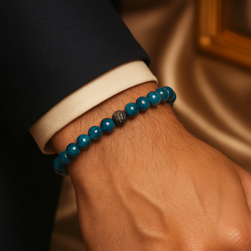 Sertifikalı Apatit Zirkon Aparatlı Doğal Taş 8 mm Bileklik