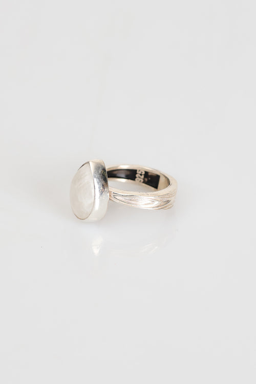 Sertifikalı Ay Taşı Doğal Taş 925 Ayar Gümüş Yüzük