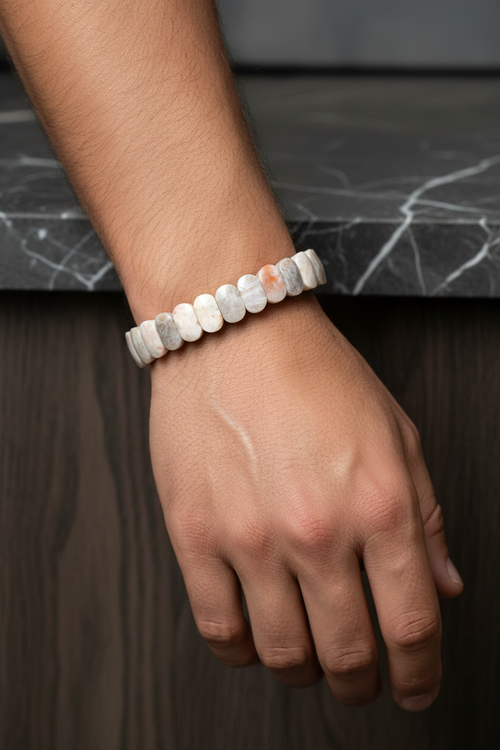 Sertifikalı Ay Taşı Doğal Taş Bileklik – Özel Rolex Kesim