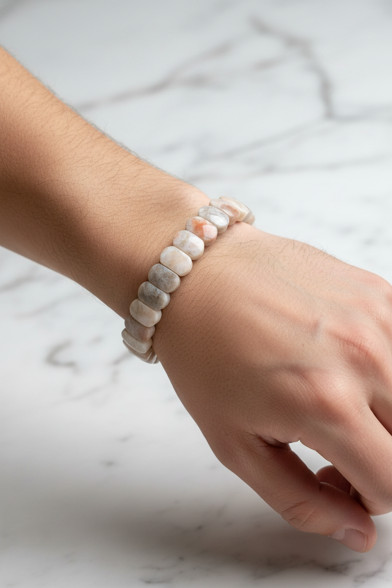 Sertifikalı Ay Taşı Doğal Taş Bileklik – Özel Rolex Kesim - Görsel 1 - Safnaturel