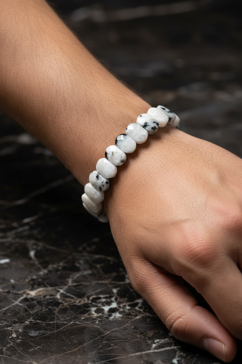 Sertifikalı Ay Taşı Doğaltaş Bileklik – Özel Rolex Kesim