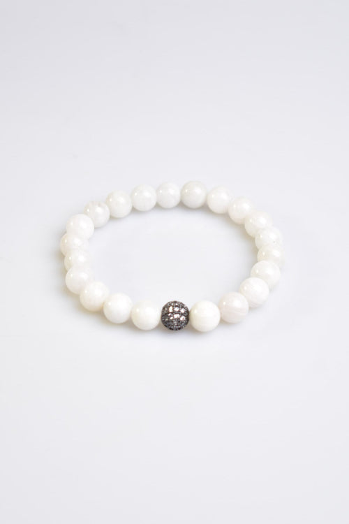 Sertifikalı Ay Taşı Zirkon Aparatlı Doğal Taş 8 mm Bileklik