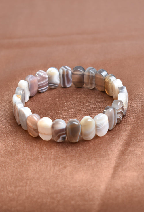 Sertifikalı Akik Botswana Doğal Taş Bileklik – Özel Rolex Kesim