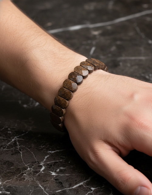 Sertifikalı Bronzit Doğal Taş Bileklik – Özel Rolex Kesim