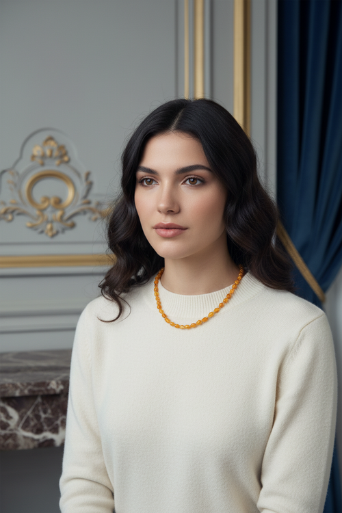 Sertifikalı Doğal Kehribar Yetişkin Kolyesi (65 cm)