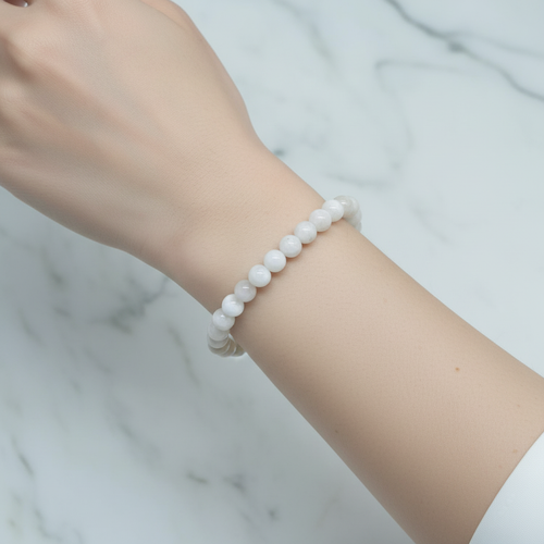 Sertifikalı Doğal Taş Ay Taşı Bileklik 6mm