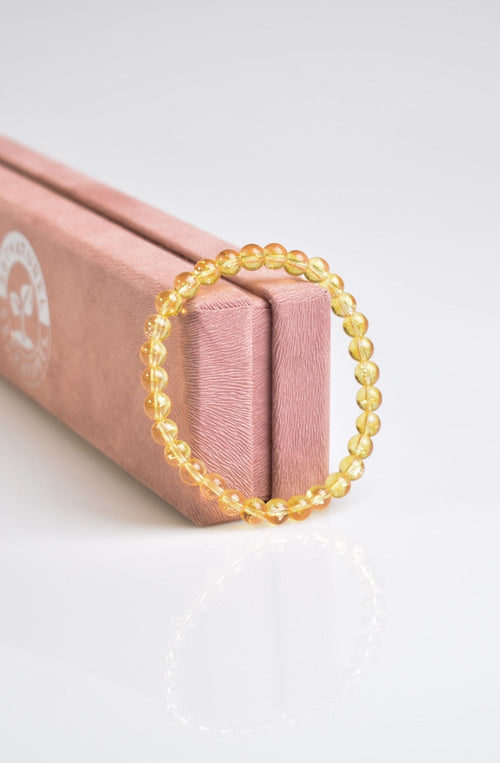 Sertifikalı Sitrin Doğal Taş Bileklik 6 mm