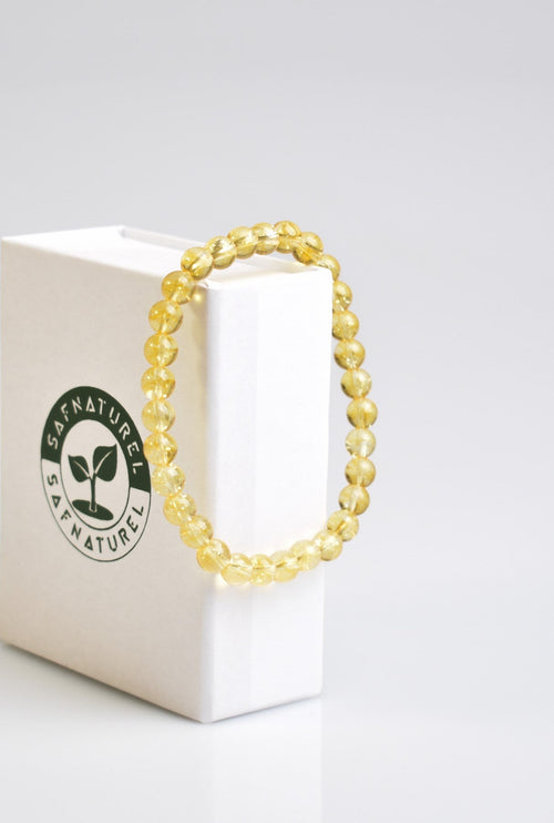 Sertifikalı Sitrin Doğal Taş Bileklik 6 mm