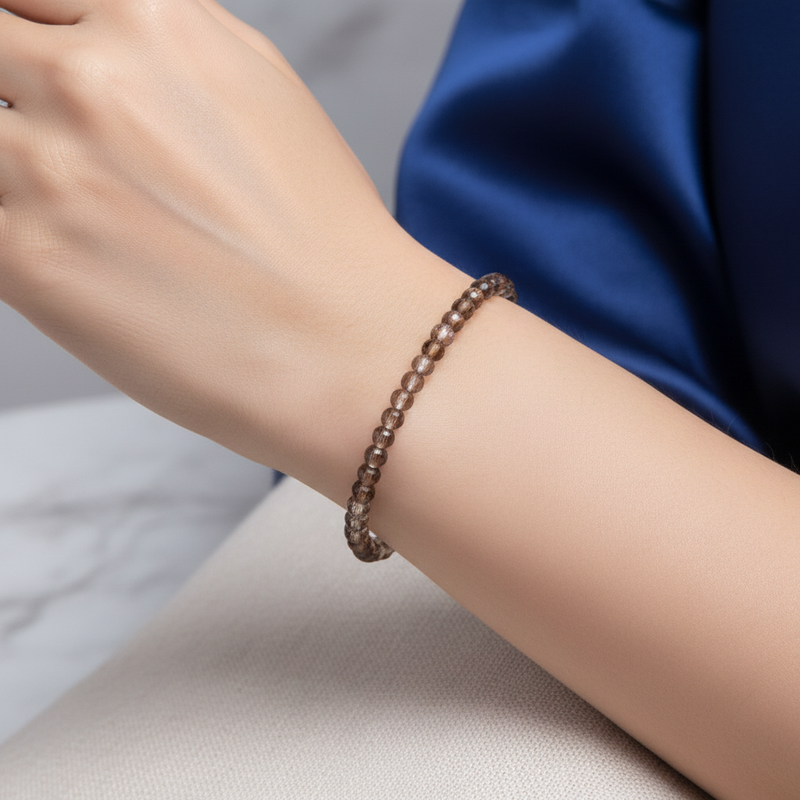 Sertifikalı Dumanlı Kuvars Doğal Taş Bileklik 3 mm - Safnaturel