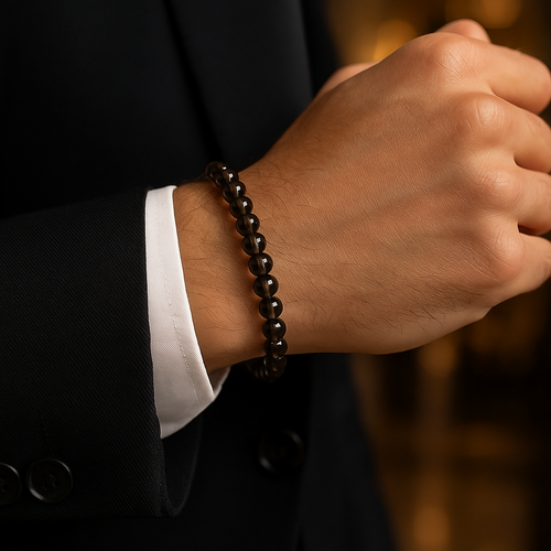 Sertifikalı Dumanlı Kuvars Doğal Taş Bileklik-6mm