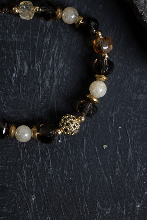 Sertifikalı Dumanlı Kuvars Sitrin Hematit Doğaltaş Bileklik