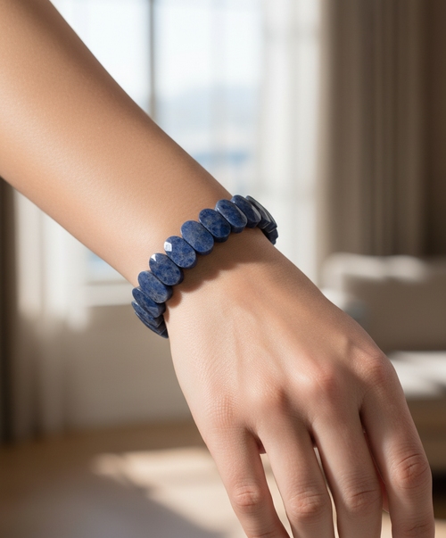 Sertifikalı Dumortierit Doğal Taş Bileklik – Özel Rolex Kesim