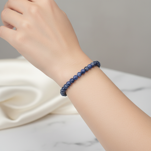 Sertifikalı Dumortierit Doğal Taş Bileklik 6 mm