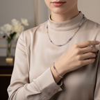 Sertifikalı Florit Doğal Taş Kolye ve Bileklik Takımı 3-4 mm