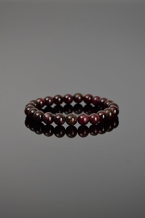 Sertifikalı Granat Lal Doğal Taş Bileklik 8 mm