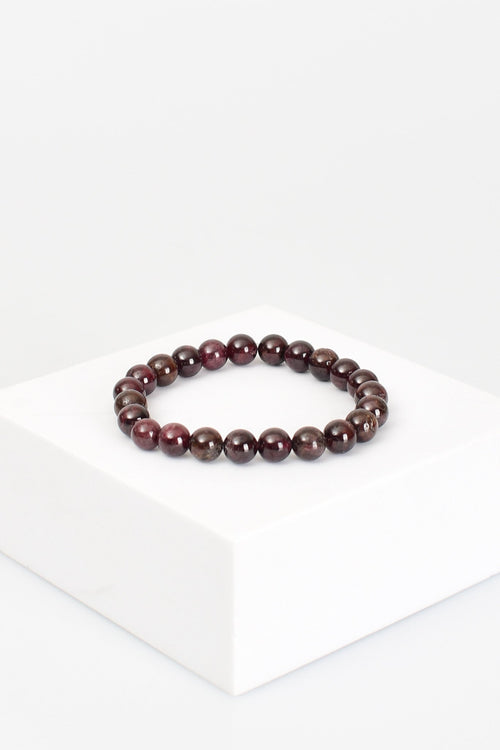 Sertifikalı Granat Lal Doğal Taş Bileklik 8 mm