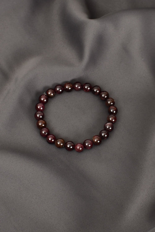 Sertifikalı Granat Lal Doğal Taş Bileklik 8 mm