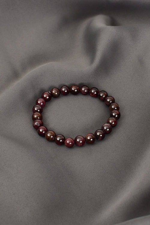 Sertifikalı Granat Lal Doğal Taş Bileklik 8 mm