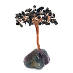 Sertifikalı Hakiki Orijinal Doğal Taş Obsidyen Ağaç - Alt Kısmı Mor Florit