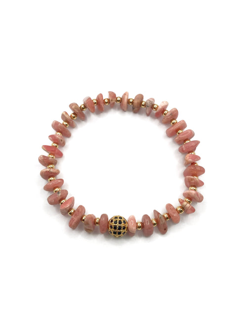 Sertifikalı Hakiki Orijinal Rodokrosit Rondel Kesim - Hematit Doğal Taş Misinalı Bileklik