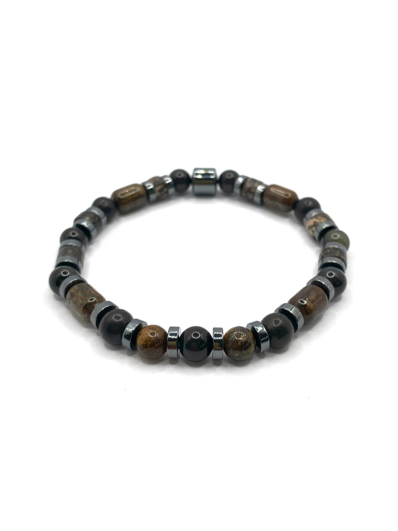 Sertifikalı Hakiki Orijinal (Şungit) Shungite - Bronzit - Obsidyen - Rodonit - Hematit 6mm Misinalı Doğal Taş Bileklik