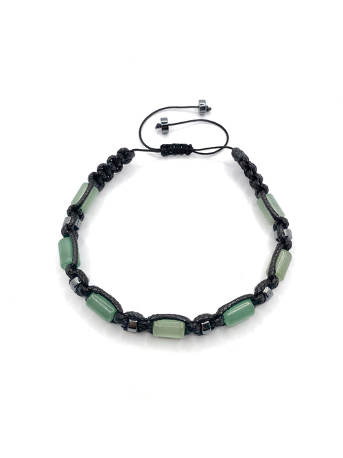 Sertifikalı Hakiki Orijinal Yeşil Aventurin - Hematit Doğal Taş İpli Bileklik (Köşeli Makrome Model)