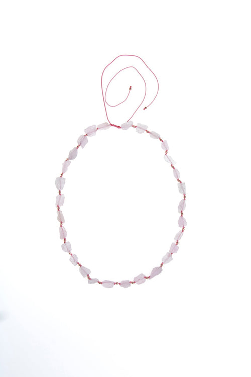 Sertifikalı Ham Pembe Kuvars Doğaltaş Kolye