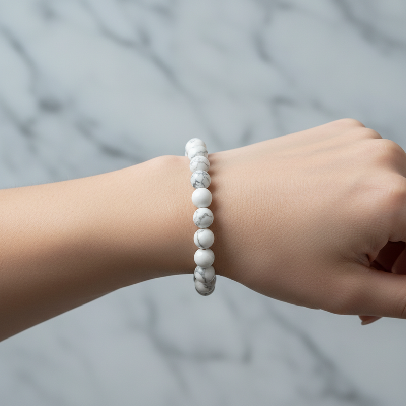 Sertifikalı Havlit Doğal Taş Bileklik 6 mm - Görsel 1 - Safnaturel