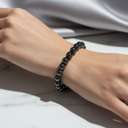 Certified Hematite Natural Stone Bracelet – 8 mm Sphere Cut