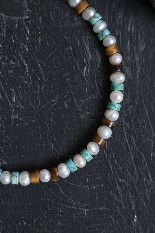 Sertifikalı İnci Kaplan Gözü Turkuaz Gümüş Kapama Doğal Taş Bileklik