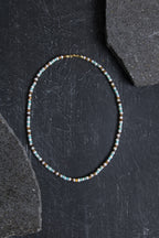 Sertifikalı İnci Kaplan Gözü Turkuaz Gümüş Kapama Doğal Taş Kolye