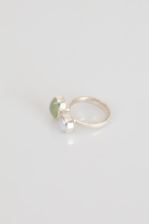 Sertifikalı İnci - Prehneit Doğal Taş 925 Ayar Gümüş Yüzük