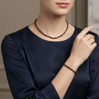 Sertifikalı Kaplan Gözü Doğal Taş Kolye ve Bileklik Takımı 4 mm