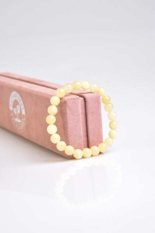 Sertifikalı Kalsit Doğal Taş Bileklik 8 mm Küre Kesim