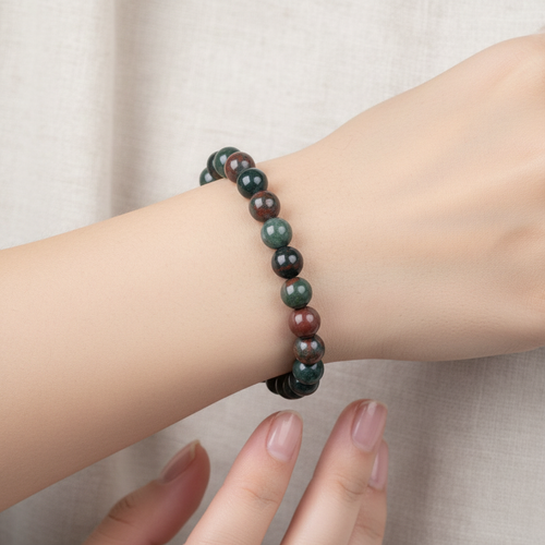 Sertifikalı Kan Taşı Doğal Taş Bileklik 8 mm