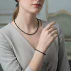 Sertifikalı Kan Taşı Doğal Taş Kolye ve Bileklik Takımı 4 mm