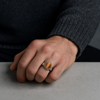 Sertifikalı Kaplan Gözü Doğal Taş 925 Ayar Gümüş Erkek Yüzük