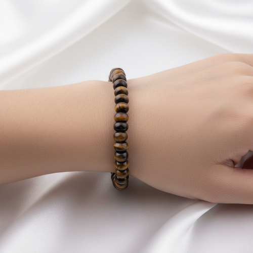 Certified Tiger Eye Natural Stone Bracelet 5 x 8 mm Rondel Cut