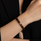 Sertifikalı Kaplan Gözü Zirkon Aparatlı Doğal Taş 8 mm Bileklik