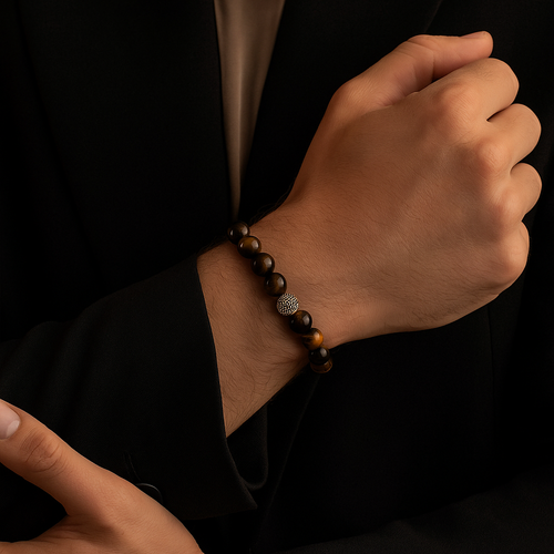 Sertifikalı Kaplan Gözü Zirkon Aparatlı Doğal Taş 8 mm Bileklik