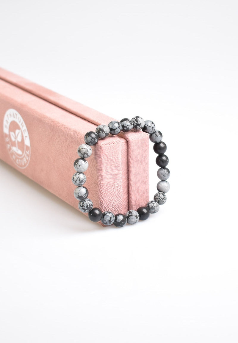 Sertifikalı Karlı Obsidyen Doğal Taş Bileklik - 8 mm - Görsel 5 - Safnaturel