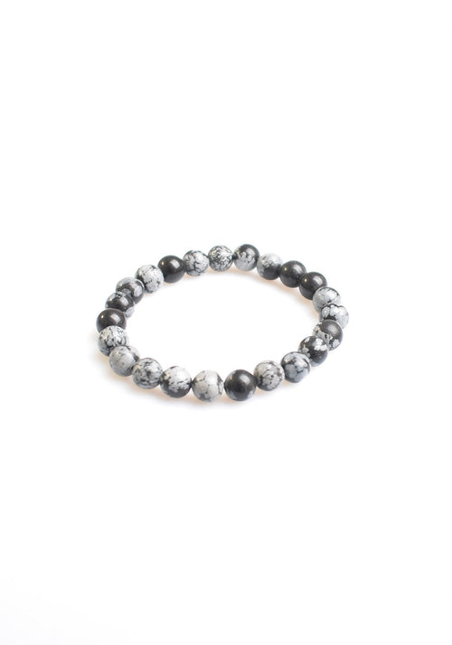 Sertifikalı Karlı Obsidyen Doğal Taş Bileklik - 8 mm